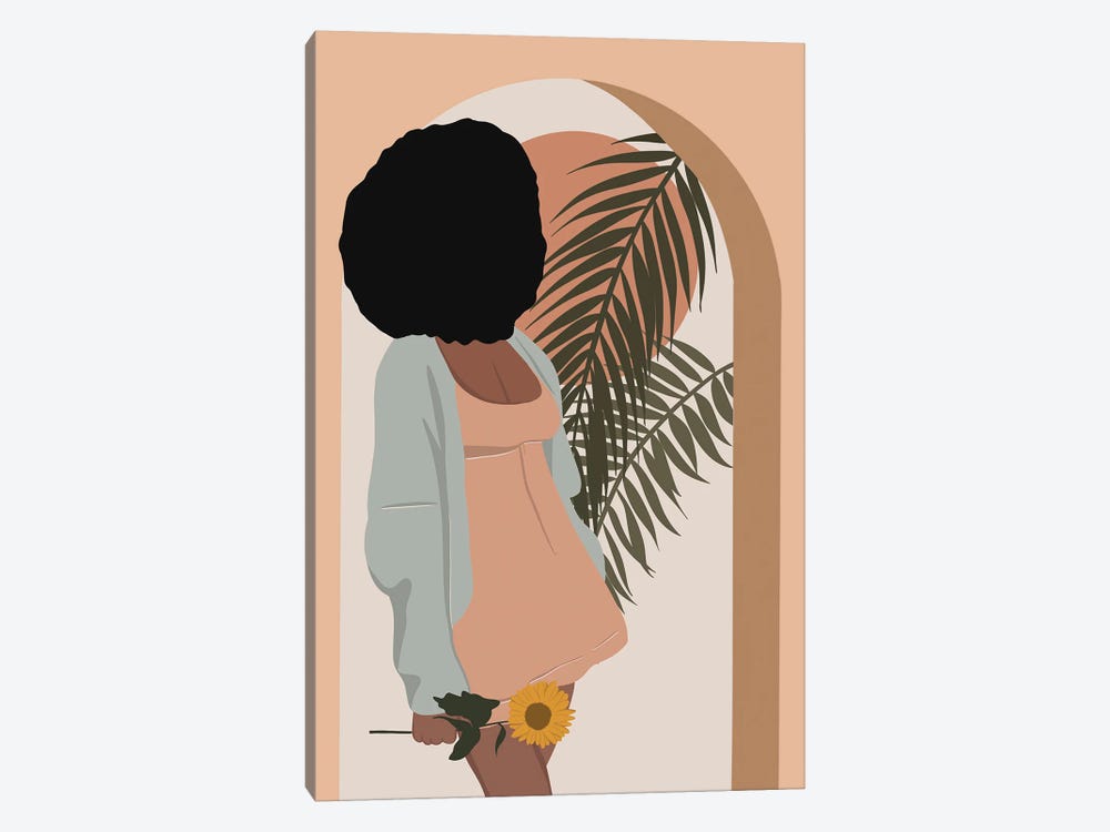 Afro Woman With Flower by Tysee Ciage 1-piece Canvas Artwork