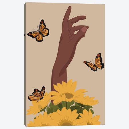 Flowers And Butterflies Canvas Print #TYC142} by Tysee Ciage Canvas Wall Art