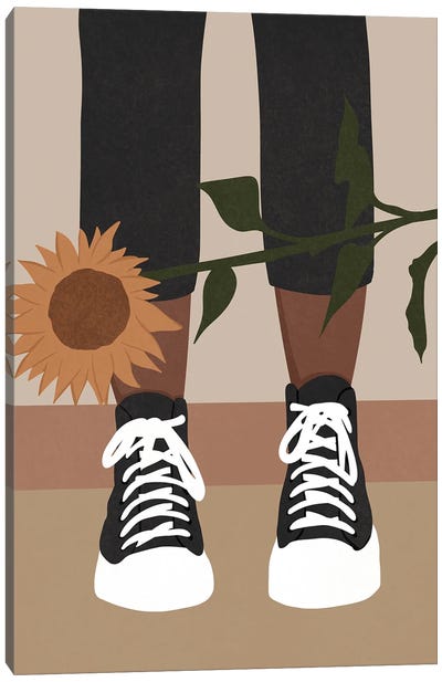 Sneakers And Flower Canvas Art Print - Sneaker Art