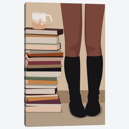 Books And Coffee Canvas Print #TYC153} by Tysee Ciage Art Print
