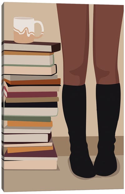 Books And Coffee Canvas Art Print - Legs