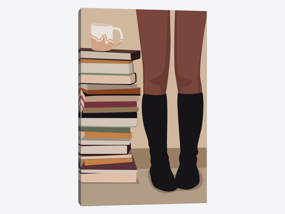 Books And Coffee by Tysee Ciage 1-piece Canvas Artwork