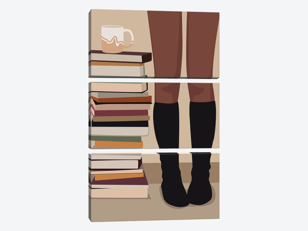 Books And Coffee by Tysee Ciage 3-piece Canvas Wall Art