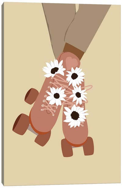 Shoe With Flowers Canvas Art Print - Rollerblading & Roller Skating