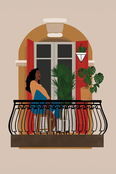 Canvas Print: Girl On The Balcony Art I by Tysee Ciage - thumbnail