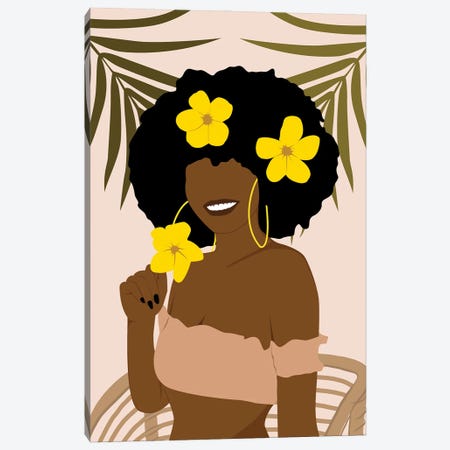 Afro Girl With Flowers Canvas Print #TYC1} by Tysee Ciage Canvas Art Print
