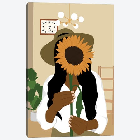 Black Girl With Flower Canvas Print #TYC24} by Tysee Ciage Canvas Wall Art