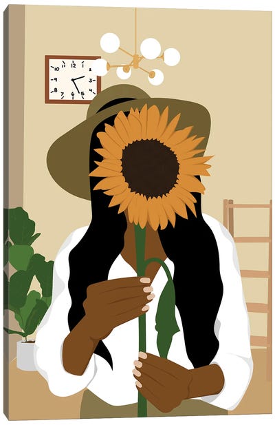 Black Girl With Flower Canvas Art Print - Tysee Ciage