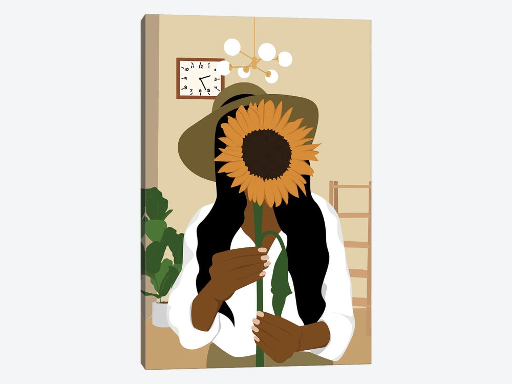 Black Girl With Flower by Tysee Ciage 1-piece Canvas Art Print
