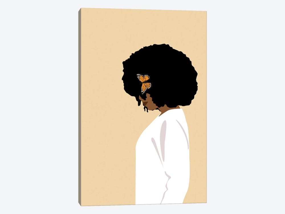 Afro Girl With Butterfly by Tysee Ciage 1-piece Canvas Art Print