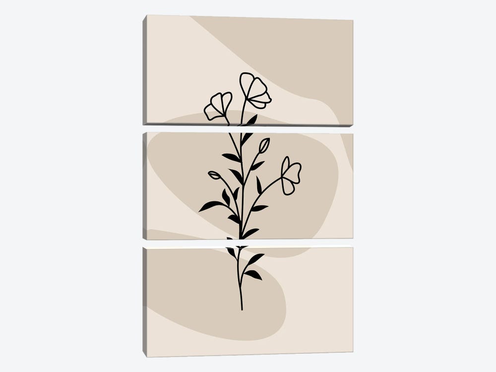 Flower Line Art by Tysee Ciage 3-piece Canvas Wall Art
