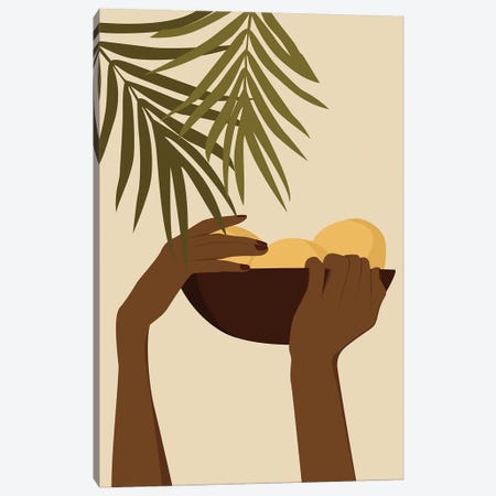 Hand With Bowl Of Fruit Canvas Print #TYC31} by Tysee Ciage Canvas Wall Art