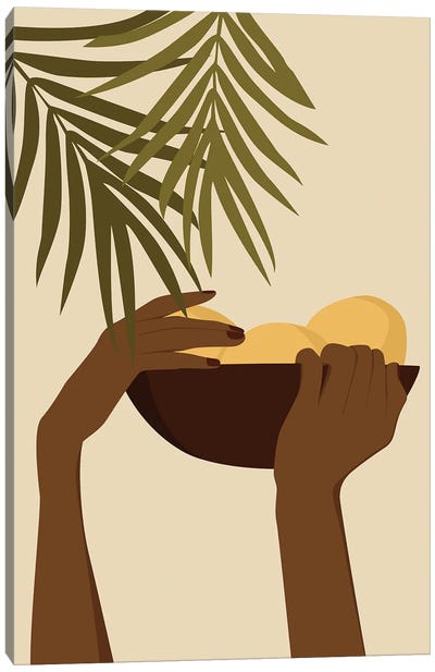 Hand With Bowl Of Fruit Canvas Art Print - Hands