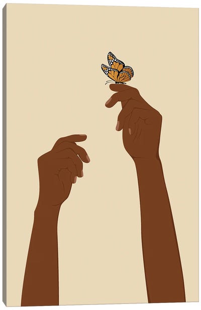 Butterfly Hands Canvas Art Print - Black Joy