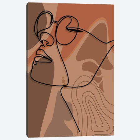 Girl Face Line Art Canvas Print #TYC39} by Tysee Ciage Canvas Artwork