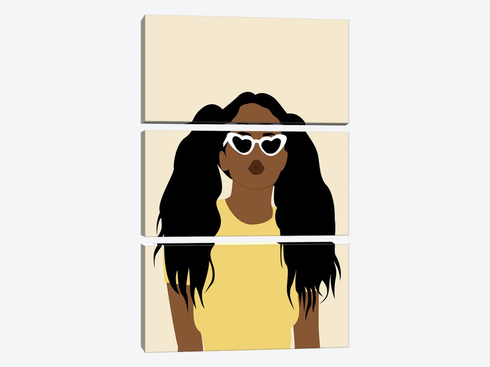 Pig Tail Black Girl by Tysee Ciage 3-piece Canvas Wall Art