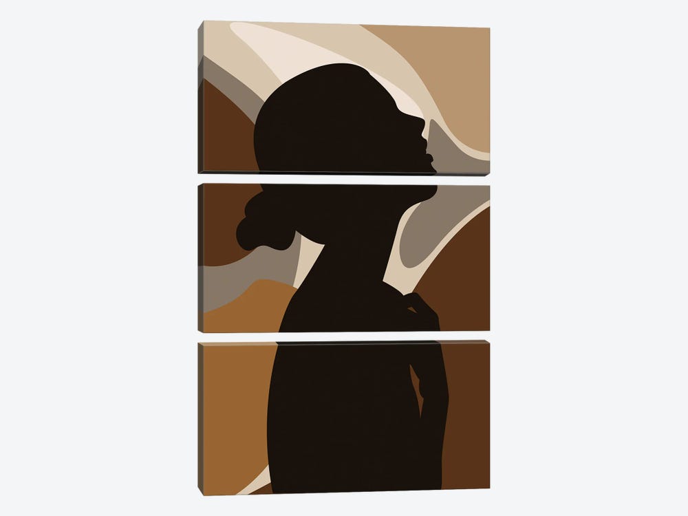 Girl Side Profile Silhouette by Tysee Ciage 3-piece Canvas Wall Art