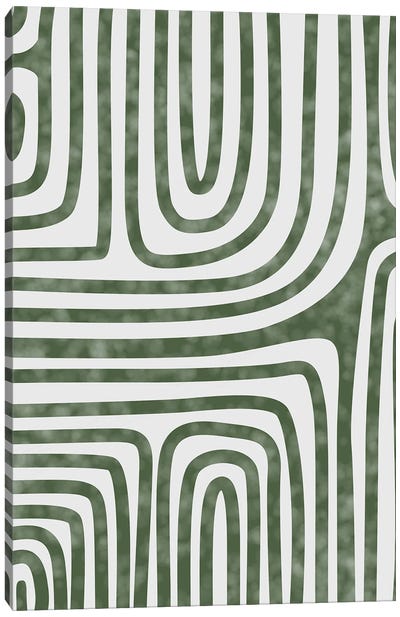 Green Minimalist Art Canvas Art Print - Japandi