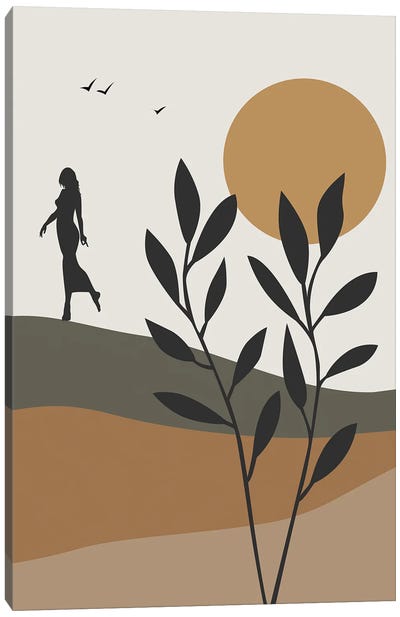 Mid Century Girl Silhouette Canvas Art Print - Tysee Ciage