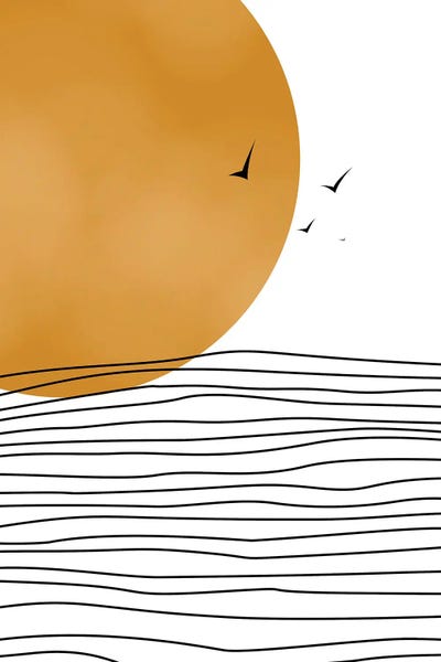 Line Art: Abstract Sun Set Art by Tysee Ciage