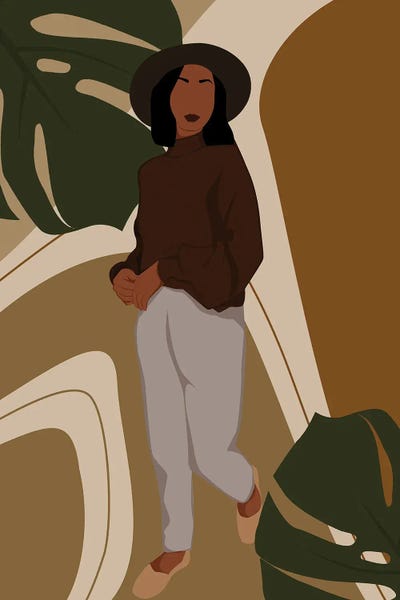 Monsteras: Boho Girl Wearing Hat by Tysee Ciage