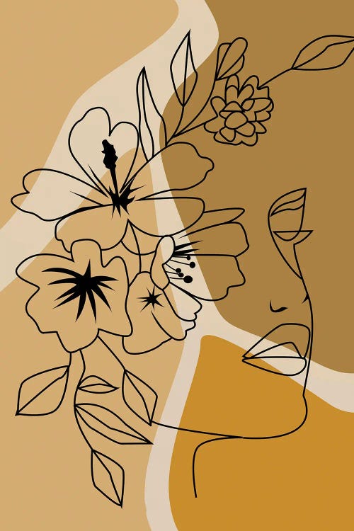 Flower Face Line Art