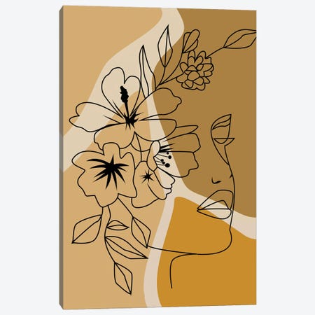 Flower Face Line Art Canvas Print #TYC75} by Tysee Ciage Canvas Art Print