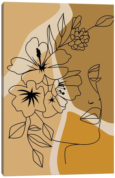 Flower Face Line Art Canvas Art Print - Tysee Ciage