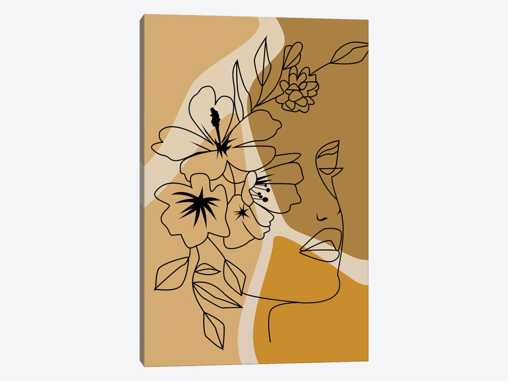 Flower Face Line Art by Tysee Ciage 1-piece Canvas Print
