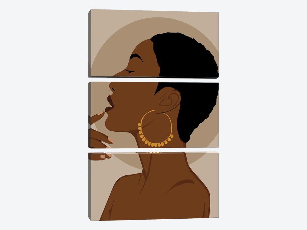 Black Girl Profile by Tysee Ciage 3-piece Canvas Art