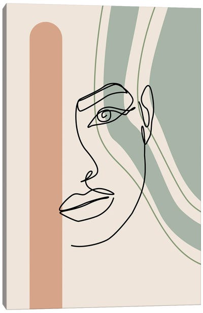 Female Face Line Art Canvas Art Print - Tysee Ciage