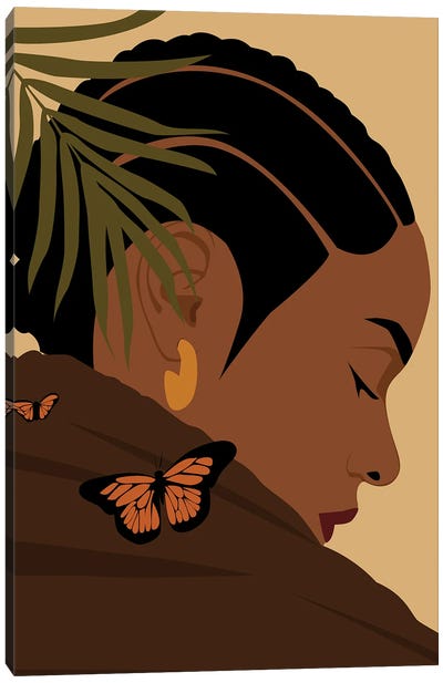 Boho Braids Art Canvas Art Print - Monarch Butterflies