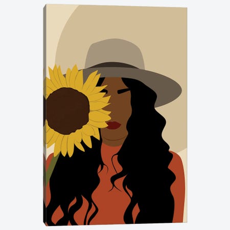 Black Girl Holding Flower Canvas Print #TYC90} by Tysee Ciage Canvas Artwork