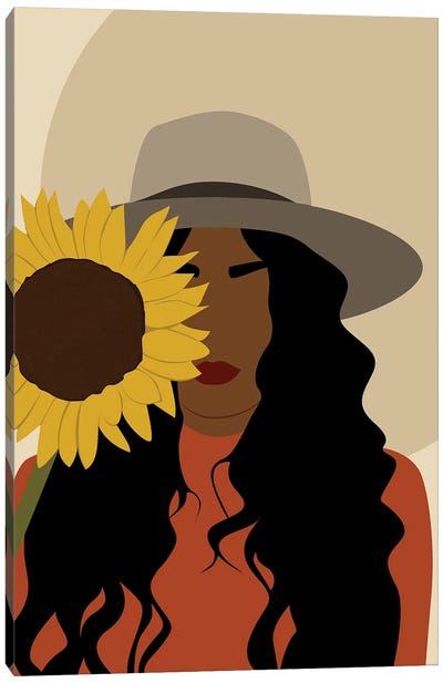 Black Girl Holding Flower Canvas Art Print - Tysee Ciage