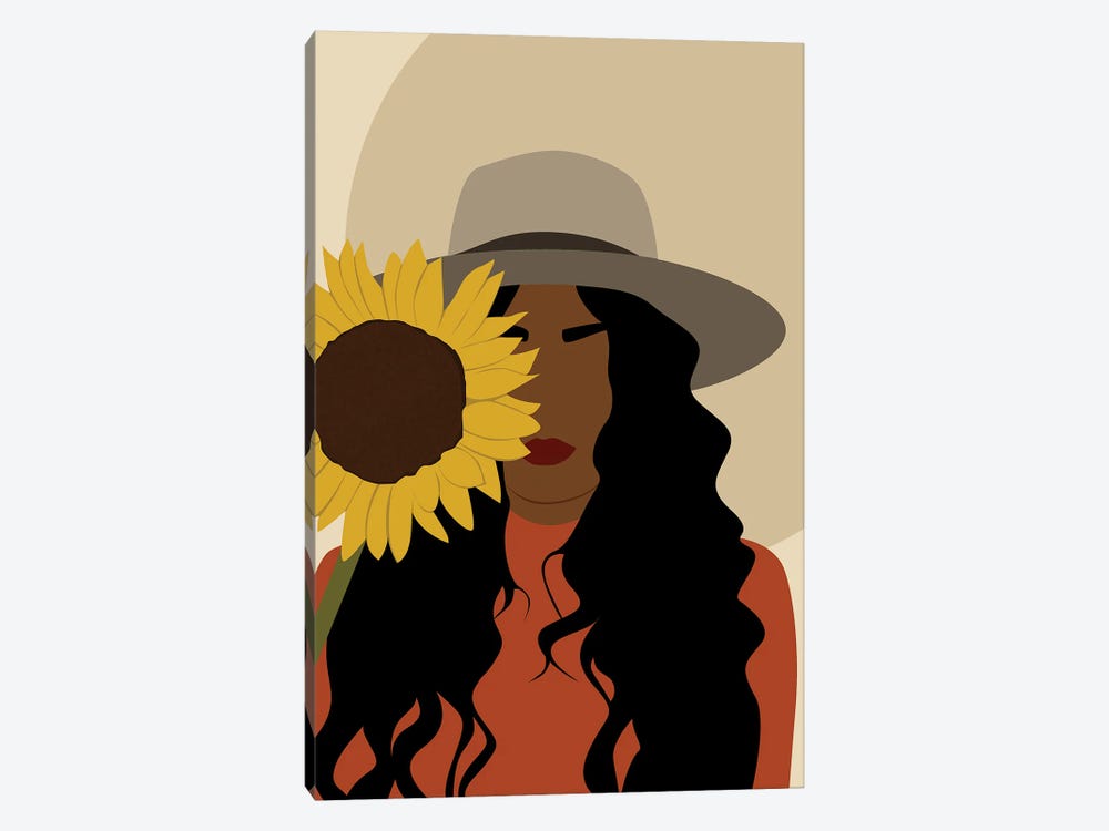 Black Girl Holding Flower by Tysee Ciage 1-piece Canvas Wall Art