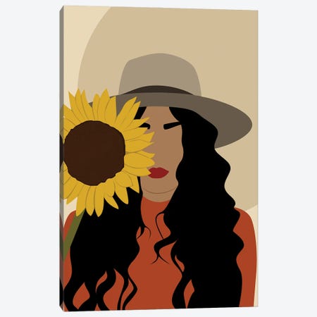 Girl Holding Sunflower Art Canvas Print #TYC92} by Tysee Ciage Canvas Artwork