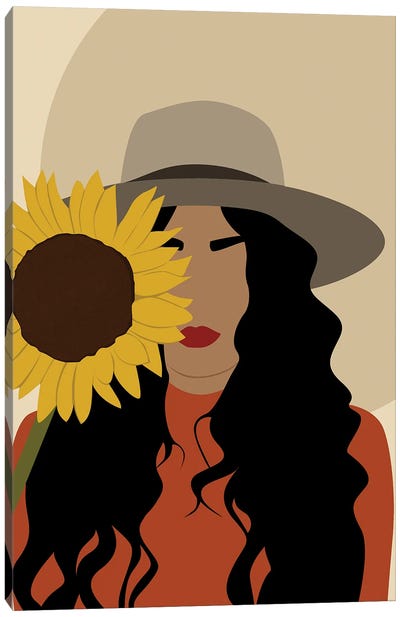 Girl Holding Sunflower Art Canvas Art Print - Tysee Ciage