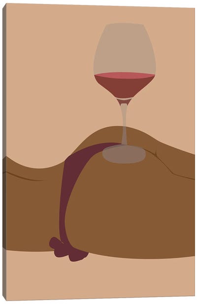 Wine On Butt Canvas Art Print - Body