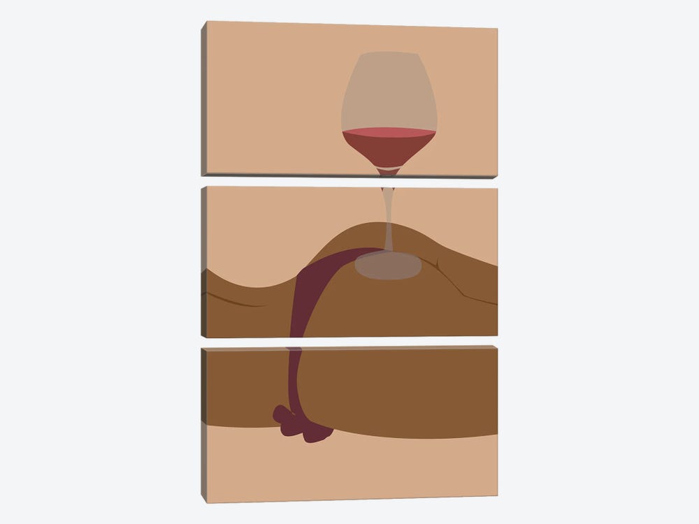 Wine On Butt by Tysee Ciage 3-piece Canvas Print