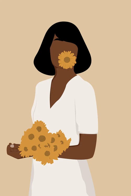 Black Girl Carrying Flowers