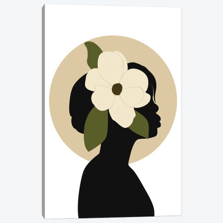 Girl Silhouette With Flower Canvas Print #TYC97} by Tysee Ciage Canvas Print