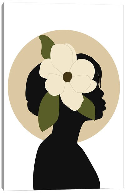 Girl Silhouette With Flower Canvas Art Print - Tysee Ciage