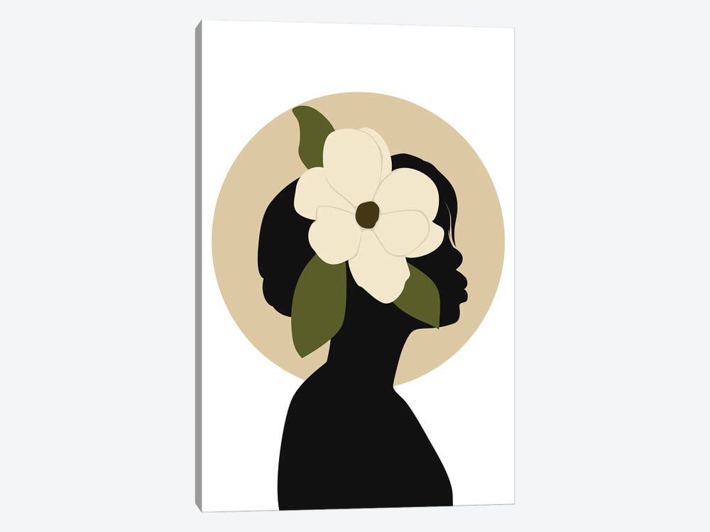 Girl Silhouette With Flower by Tysee Ciage 1-piece Canvas Print