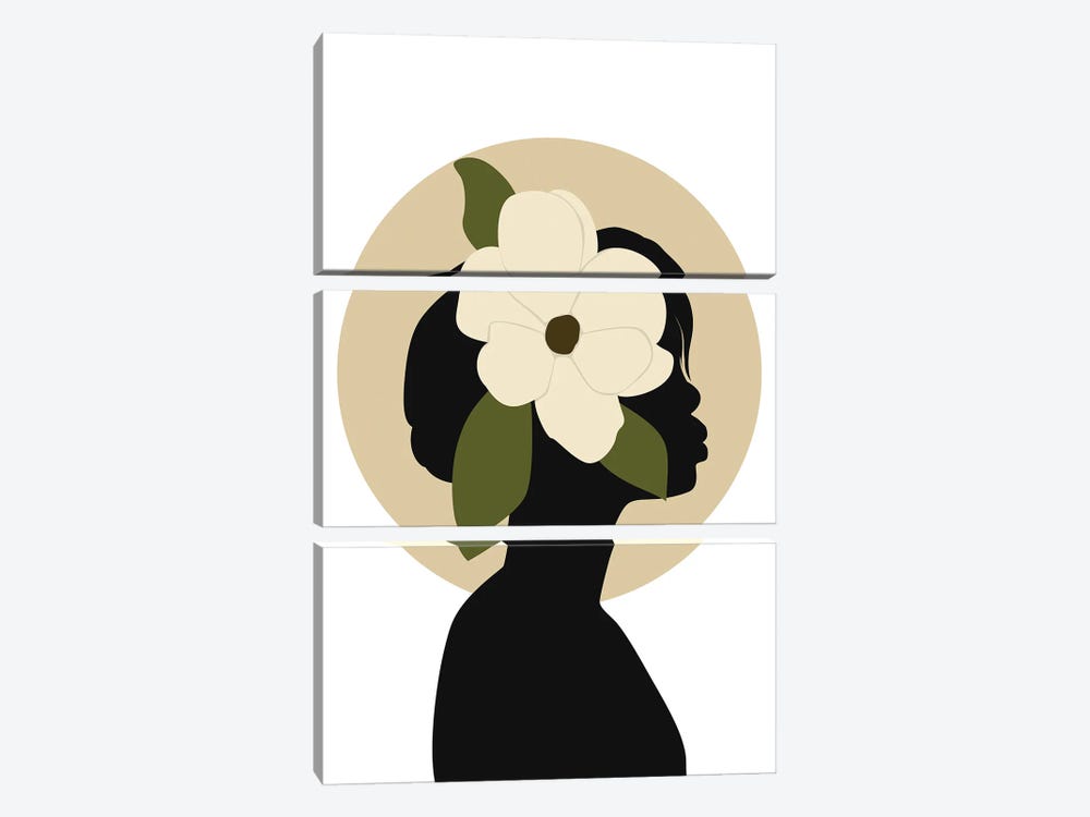 Girl Silhouette With Flower by Tysee Ciage 3-piece Canvas Print