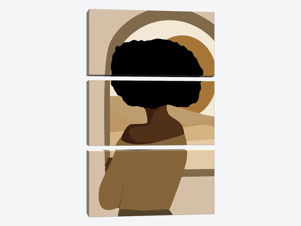 Afro Girl Back by Tysee Ciage 3-piece Canvas Wall Art