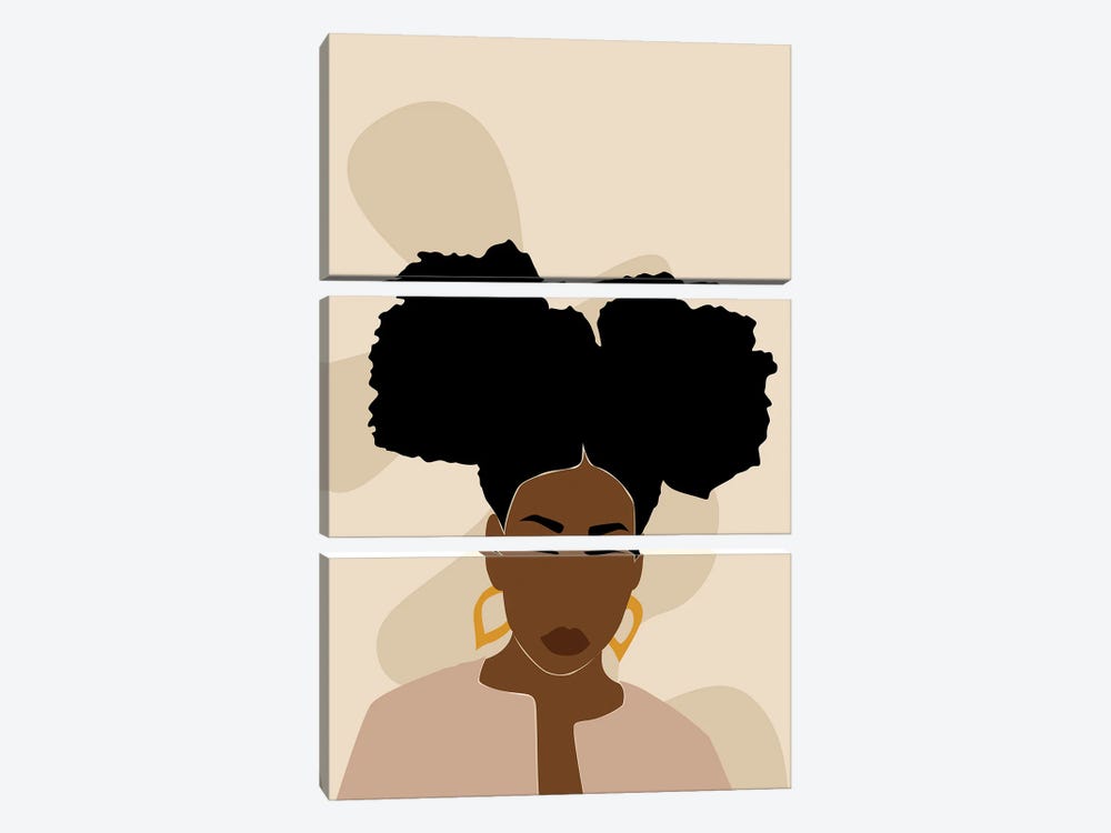 Afro Girl Abstract Art by Tysee Ciage 3-piece Canvas Art Print