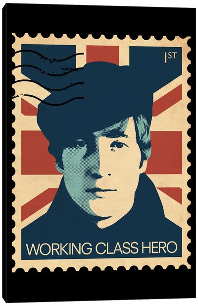 John Lennon - Stamp Collage Canvas Art Print - John Lennon
