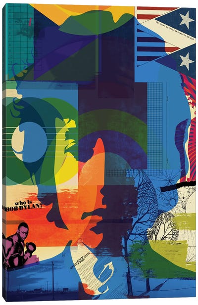 Bob Dylan Collage Canvas Art Print - Bob Dylan