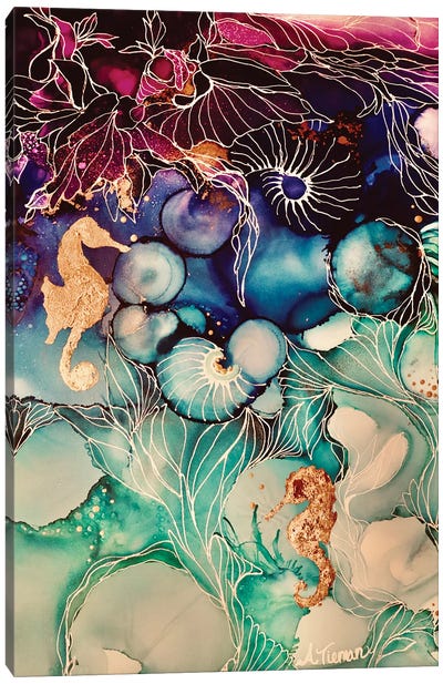 Serene Seahorse Reef Canvas Art Print - Seahorse Art
