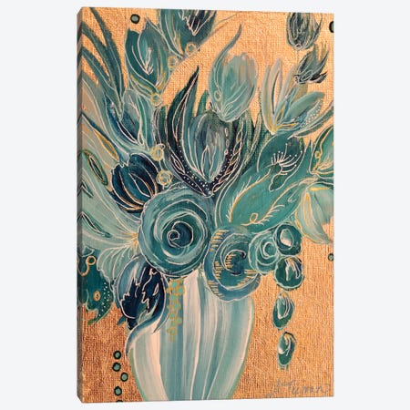Caribbean Blue Blooms Canvas Print #TYM106} by Amy Tieman Canvas Wall Art